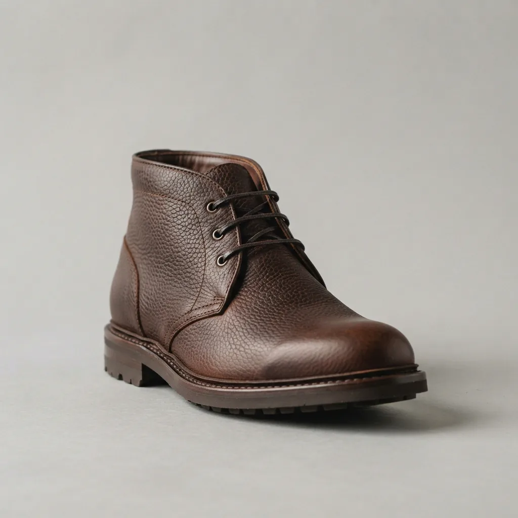 H.S. Trask Men's Chukka Boots in dark brown bison leather, photographed against a neutral backdrop.